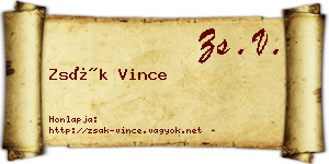 Zsák Vince névjegykártya