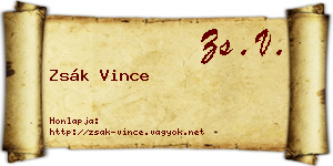 Zsák Vince névjegykártya